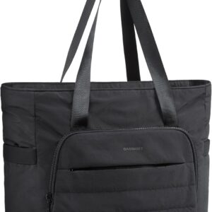 BAGSMART Quilted Tote Bag with Compartments and Yoga Mat Strap, Lightweight…