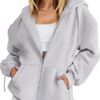 Caracilia Womens Zip Up Hoodies Oversized Long Sleeve Sweatshirts Casual Y2K Hoodie...