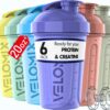 -6 PACK- 20 OZ Protein Shaker Bottles for Protein Mixes, Shaker Cups for Protein...