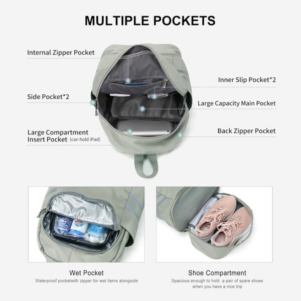 Gym Backpack for Women with Shoes Compartment & Wet Pocket, Large Travel…