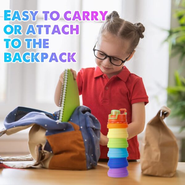 8 Pcs Collapsible Water Bottles Silicone Travel 16 oz Reusable Leakproof Foldable…