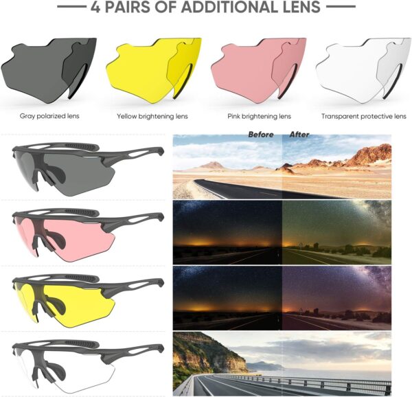 Cycling Glasses, TR90 Unbreakable Frame Polarized Anti-UV400 Sports Sunglasses