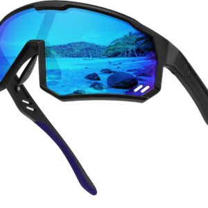 Polarized Sports Sunglasses for Men Women Wrap Around Cycling Running Sun Glasses…