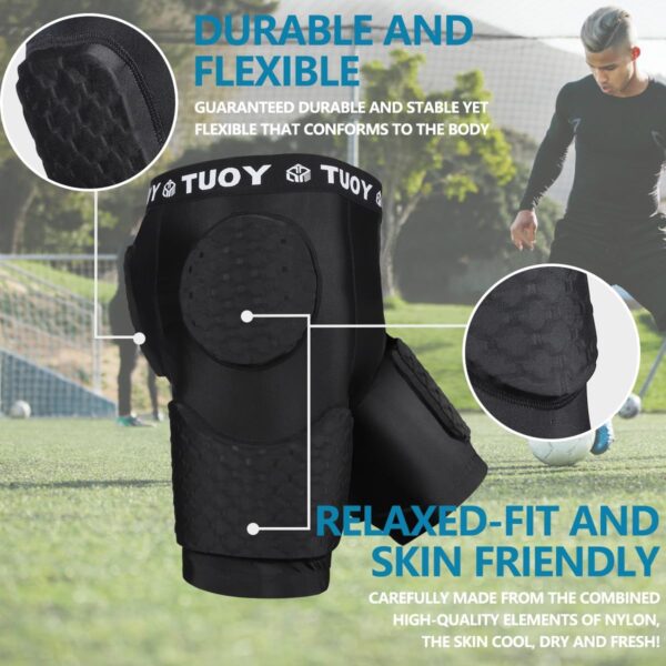 Men’s Padded Football Girdle Compression 5-Pads Integrated Football Pads with Hip Tail…