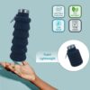 Collapsible Water Bottles 12oz, Odorless BPA-Free Silicone, Leak-Proof Foldable…