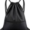Drawstring Backpack Bag, Waterproof Draw String Back Sack with Zip Pocket,...