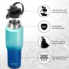 Insulated Water Bottle 32oz with Straw/Spout Lids, Stainless Steel Water Bottles Keep…