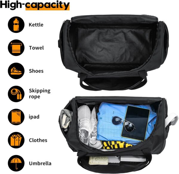 Gym Bag for Men – 55L Black Durable Large Duffle Bag for Travel, Workout,…