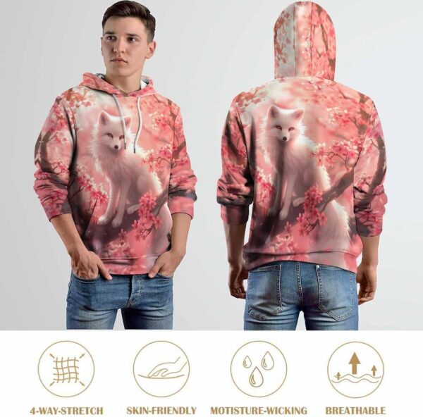 Animal White Fox On Cherry Flowers Adult Hoodies Casual Sweatshirt Long Sleeve…