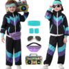 Ezuwail Kids 80s 90s Tracksuit Outfit for Boys Girls 6Pcs Unisex Retro Windbreaker...