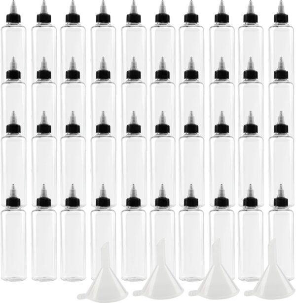 40 PCS 2 oz Plastic Squeeze Bottles, Round Dispensing Bottles with Twist Top Cap for…