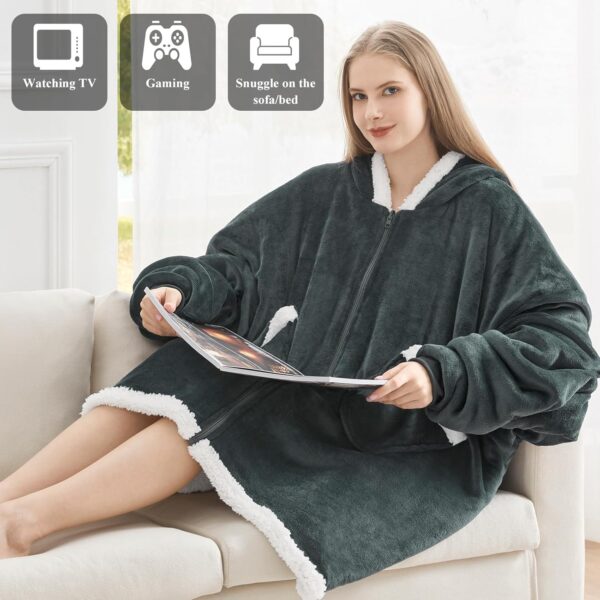 Topcee Oversized Wearable Blanket Sherpa Fleece Blanket Hoodie Comfortable Soft Warm…