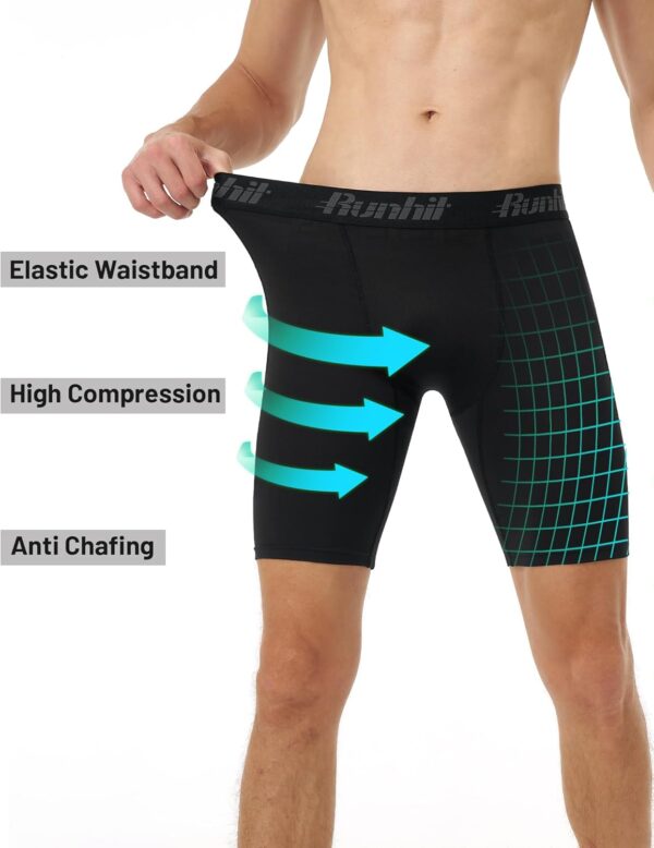 Runhit Men’s Compression Shorts with Pockets Athletic Running Spandex Shorts Sports…