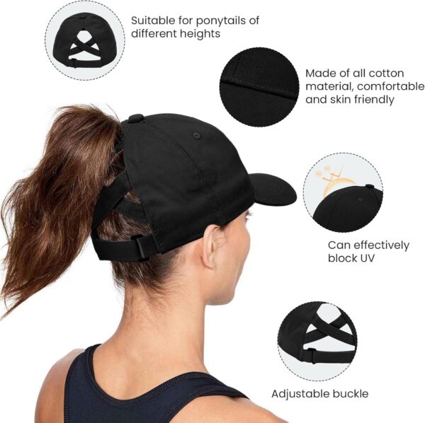 Women’s Oversize Criss Cross Ponytail Baseball Cap for Big Heads, Cotton Ponytail Cap…