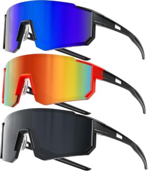 Sport Cycling Sunglasses for Men – Women 3 Pack Baseball Shades Sports Glasses for…
