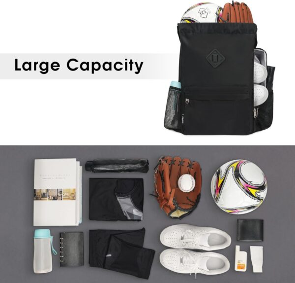 WANDF Drawstring Backpack Sports Gym Bag with Shoes Compartment,…