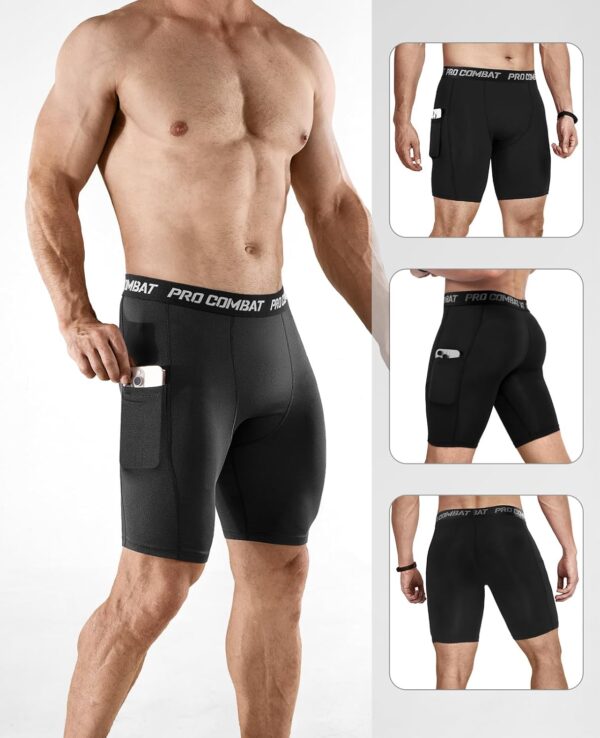 Niksa 2/4 Pack Compression Shorts Men with Pocket, Spandex Running Shorts Sport…