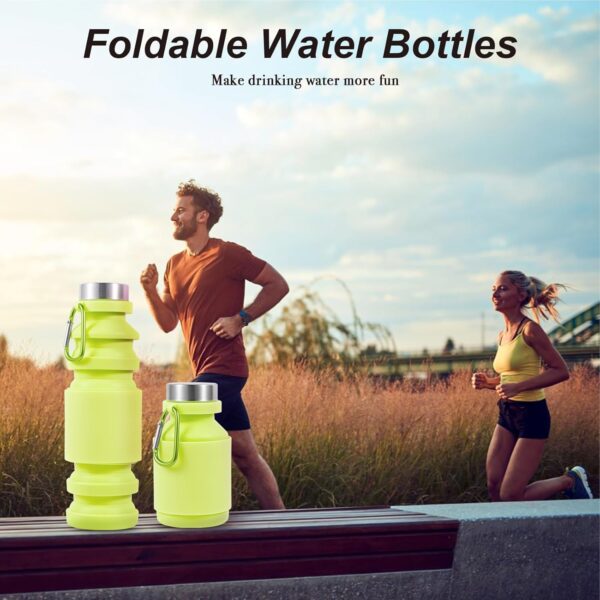 Collapsible Water Bottles Cups – 550ml Reusable BPA Free Silicone Foldable Travel…