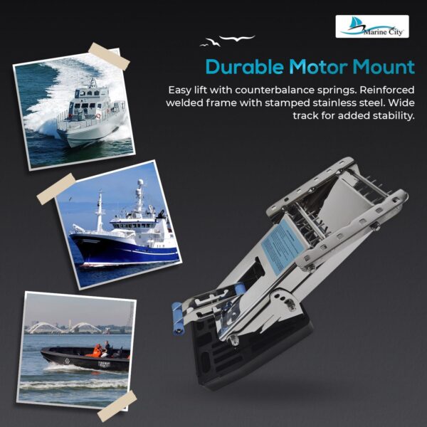 MARINE CITY 304 Stainless Steel Fine Polished Outboard Motor Bracket Up to Easy Use…
