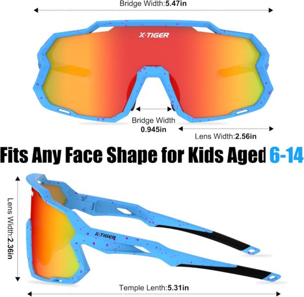 X-TIGER Kids Sunglasses Polarized Youth Baseball Sunglasses for 8-14 boys girls UV400…