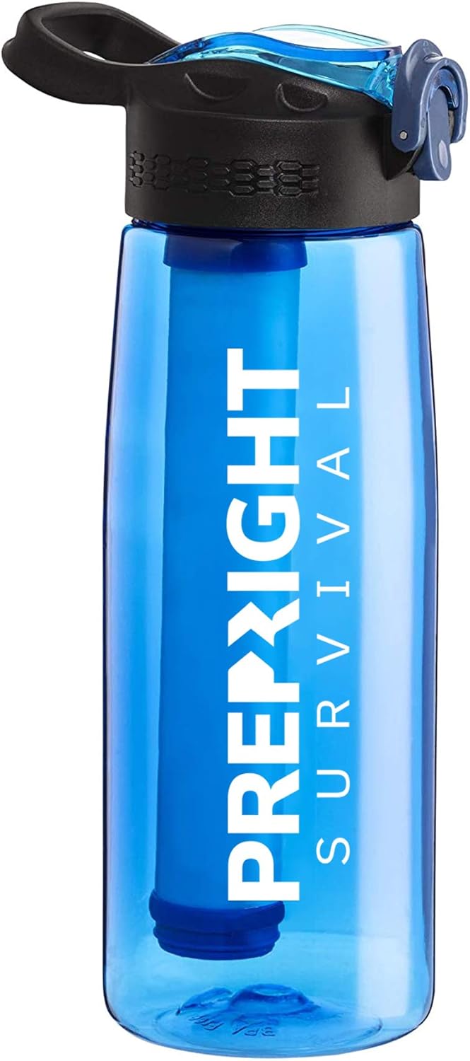 Survival - 4-Stage Water Filter Bottle, BPA-Free Water Bottle for Survival Gear,...