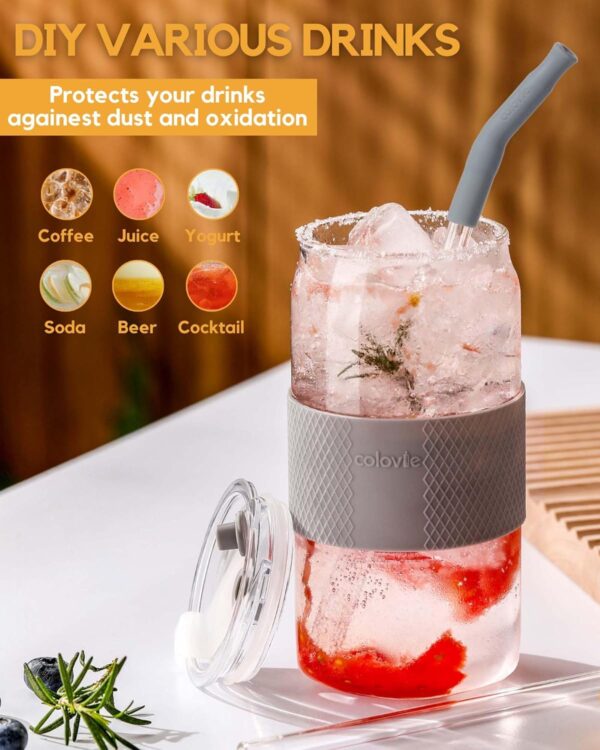 ColoVie 20oz Mixed Drinking Glasses with 6 Colors, Thicken Reusable Glass Tumblers…