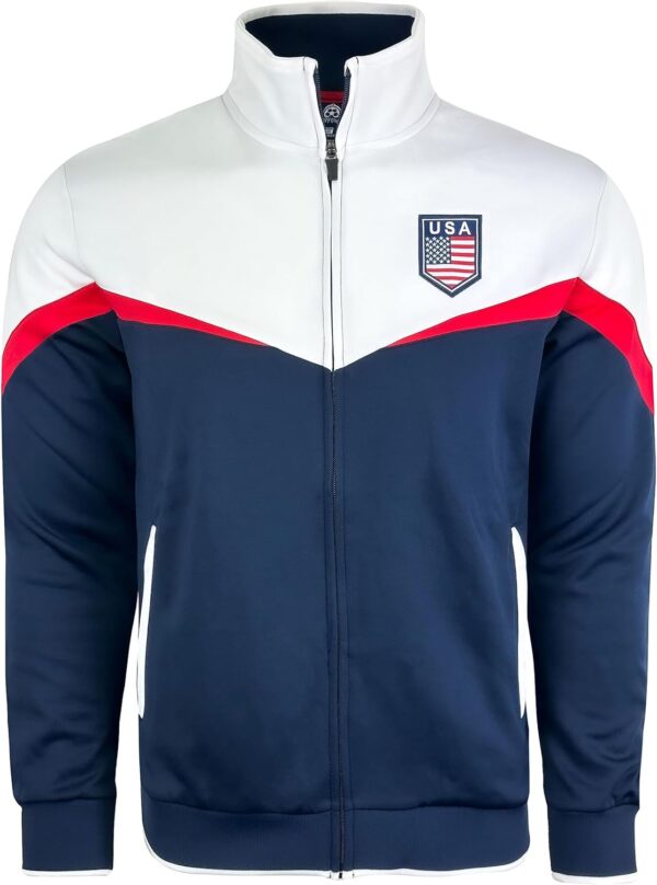 Men’s USA Track Jacket, U.S Full Zip Sweater Jacket With Zipper Pockets