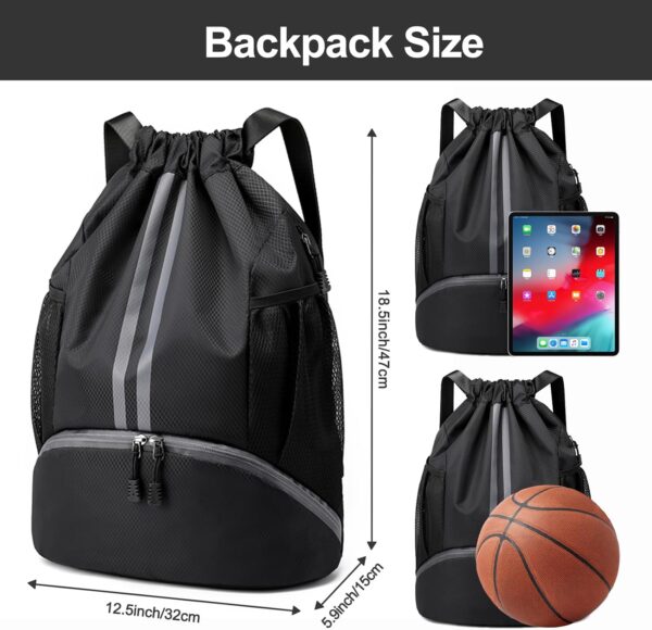 Hoedia Sports Drawstring Backpack – String Swim Gym Bag with Shoes…