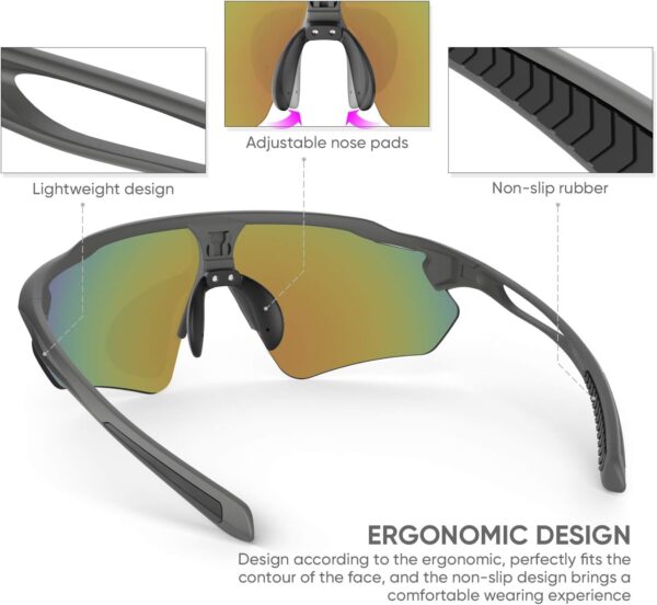 Cycling Glasses, TR90 Unbreakable Frame Polarized Anti-UV400 Sports Sunglasses