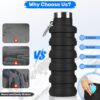 Collapsible Water Bottles, Reuseable BPA Free Silicone Foldable Water Bottle 16oz,…