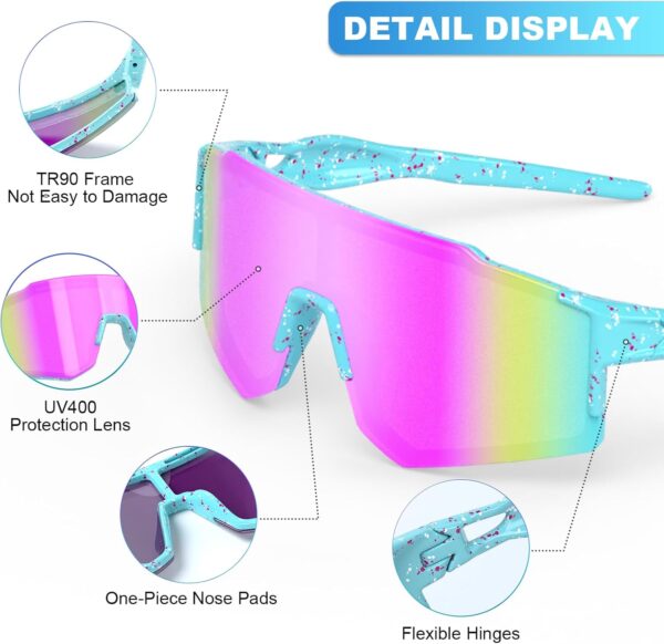 Kids Sunglasses,Youth Baseball Glasses for Boys Girls Age 6-14,Sports UV Protection…