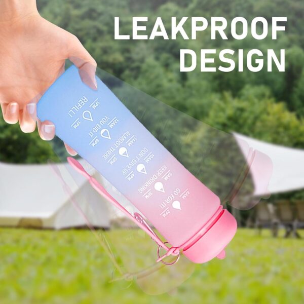 Collapsible 20oz Leakproof Foldable Silicone Water Bottle, Time Marker, Portable for…