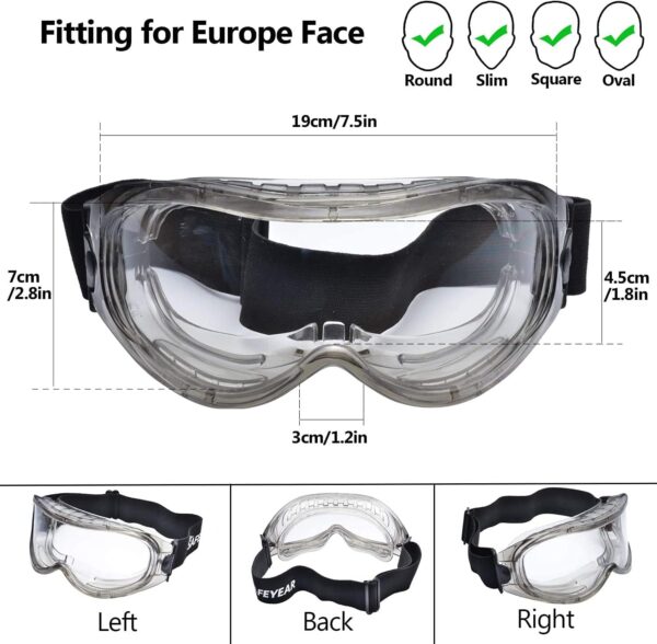 SAFEYEAR ANSI Z87 & EN 166 Anti Fog Safety Goggles Over Glasses for Men Women…