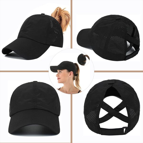 Womens Ponytail Hat Baseball Cap, Adjustable Criss Cross Baseball Cap High Bun Unisex…