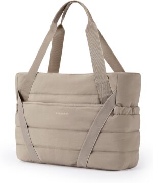 BAGSMART Tote Bag for Women with Zipper and Yoga Mat Straps for Travel Sport…