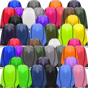 Shappy 100 Pcs Drawstring Backpack Bulk Sports Gym Cinch Bag Polyester…