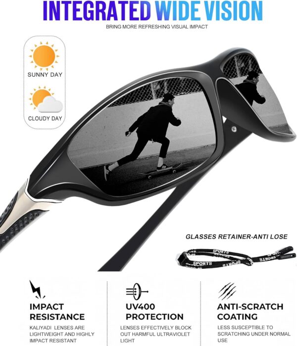 KALIYADI Polarized Sunglasses-Men Sports Sun-glasses: Mens Sunglasses Polarized UV…