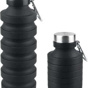 Nefeeko Collapsible Water Bottle, Reuseable BPA Free Silicone Foldable Water Bottles…