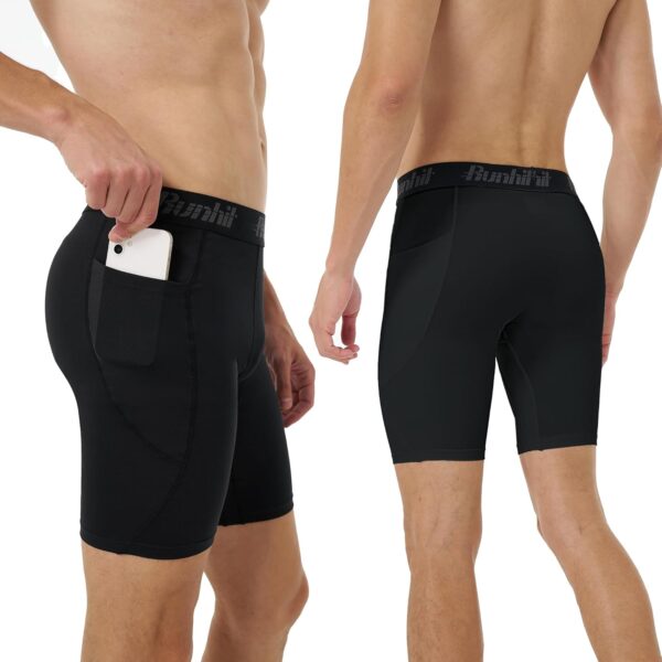 Runhit Men’s Compression Shorts with Pockets Athletic Running Spandex Shorts Sports…