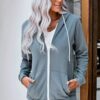WROLEM Women Casual Full Zip Up Hoodie Comfy Loose Long Sleeve Sweatshirt Solid Color…