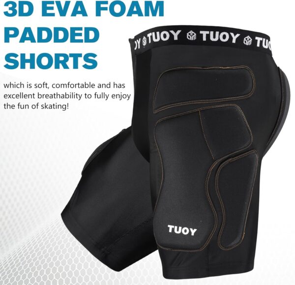 TUOY Protective Padded Shorts for Snowboard,Skate and Ski,3D Protection for Hip,Butt…
