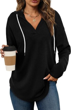 Bofell Womens Fashion Tops Hoodies for Women Pullover Oversized Sweatshirts Long…