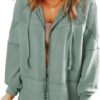 Dokotoo Waffle Knit Hoodies for Womens Zip Up Fall Outfits 2024 Drawstring Casual...