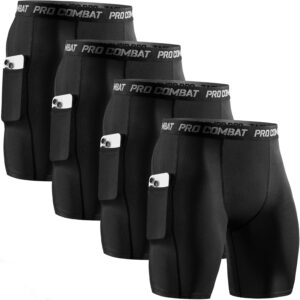 Niksa 2/4 Pack Compression Shorts Men with Pocket, Spandex Running Shorts Sport…