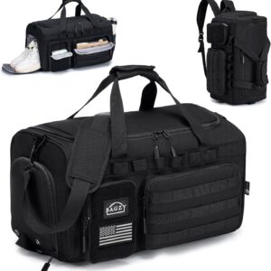BAGZY 3 In 1 Tactical Military Travel Duffle Bag 40L with Shoe Compartment…