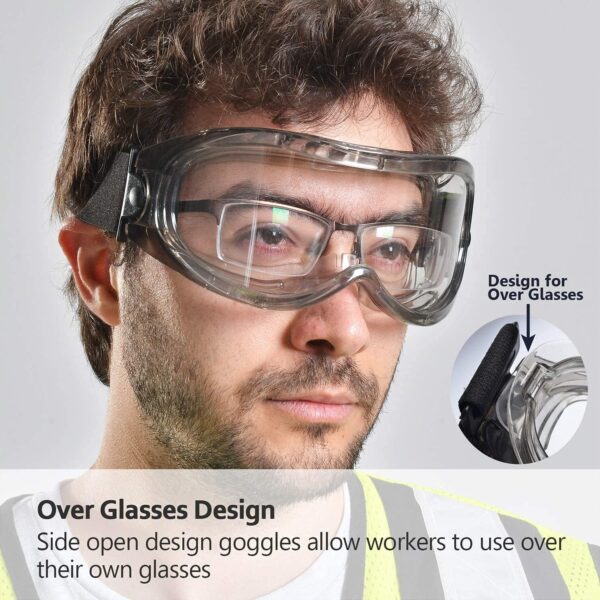 SAFEYEAR ANSI Z87 & EN 166 Anti Fog Safety Goggles Over Glasses for Men Women…