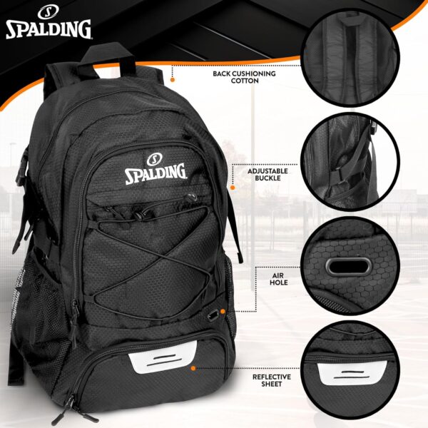 Spalding Basketball Backpack – Black Sports Bag with Ball & Shoe…