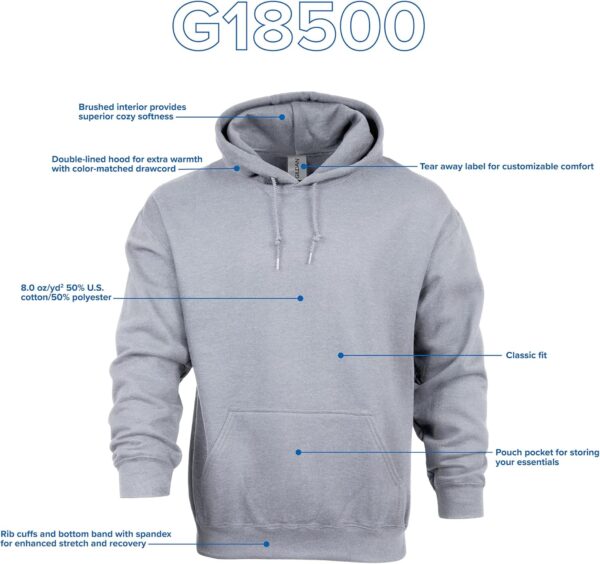 Gildan Unisex Adult Fleece Hoodie Sweatshirt, Style G18500, Multipack