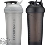 Hydra Cup ProFlow [2 Pack] 28 oz Shaker Bottles for Protein Shakes, Shaker Cups with...