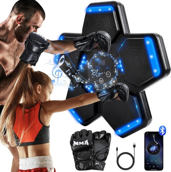 Music Boxing Machine, Wall Mount Punching Bag With Gloves, Bluetooth Target…